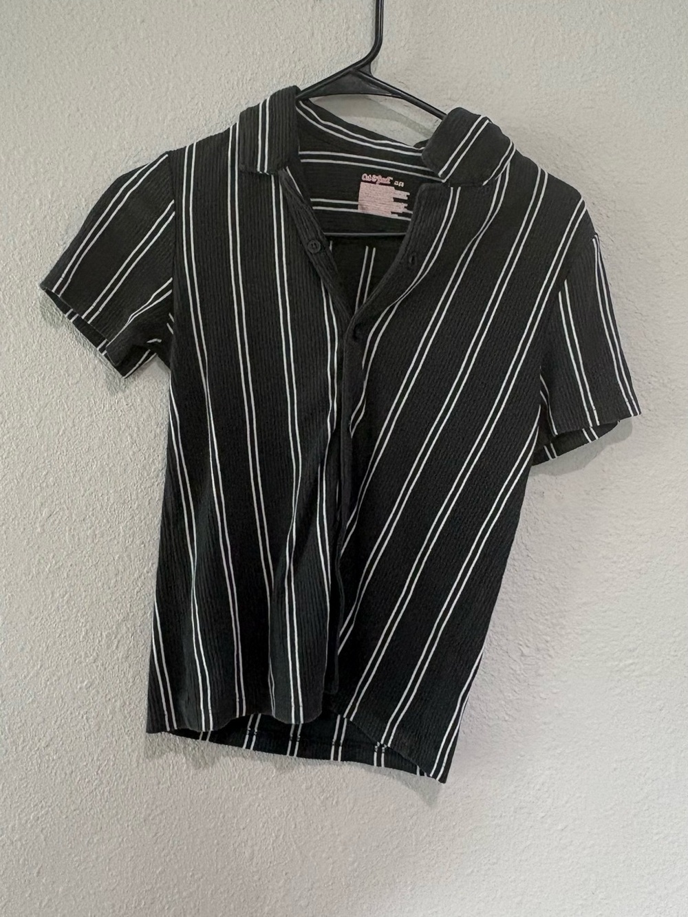 Black & White Striped Kids Polo Top 8